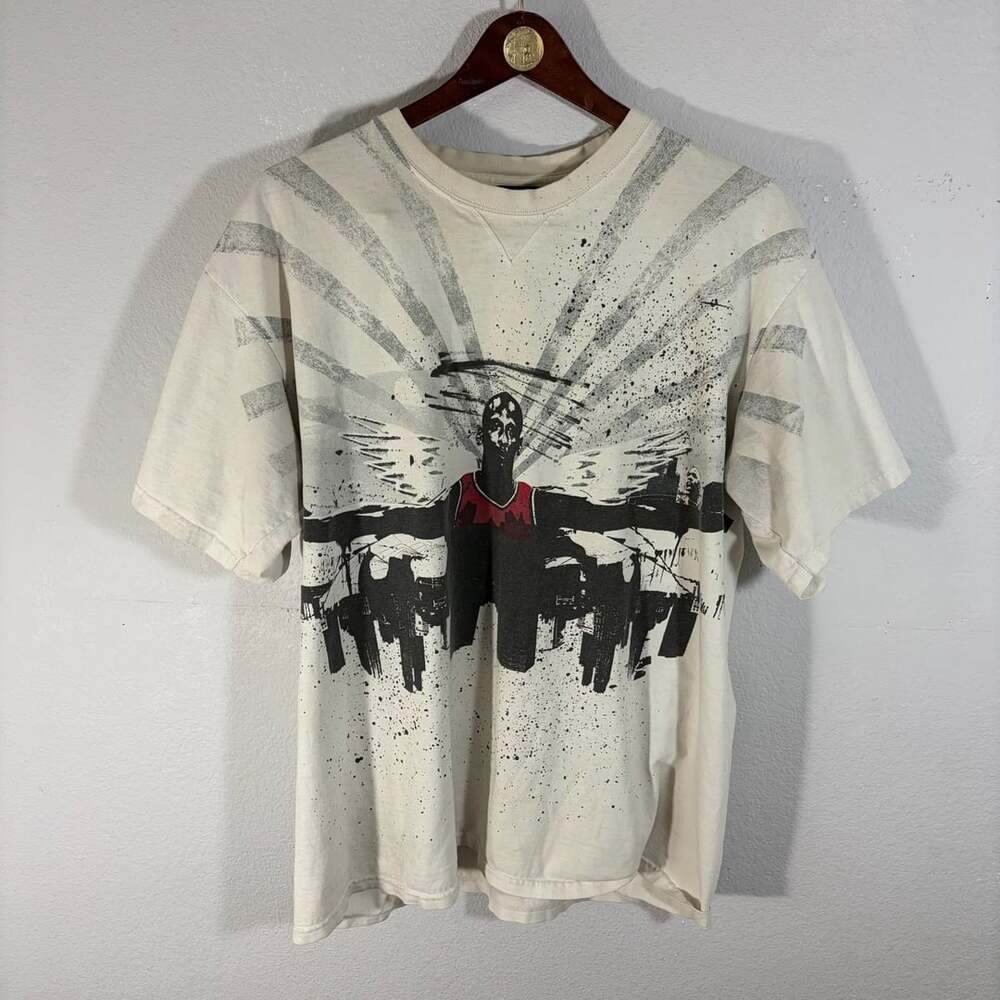 Jordan Wingspan Skyline Graphic T-Shirt Size L Vintage White